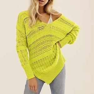 NWOT Free People hot tropics crochet knit sweater